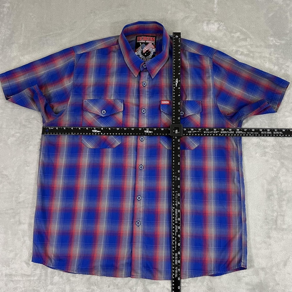 Dixxon The Glory Shirt Mens 2XL Blue Plaid Short Sleeve Button Patriotic - Picture 4 of 8